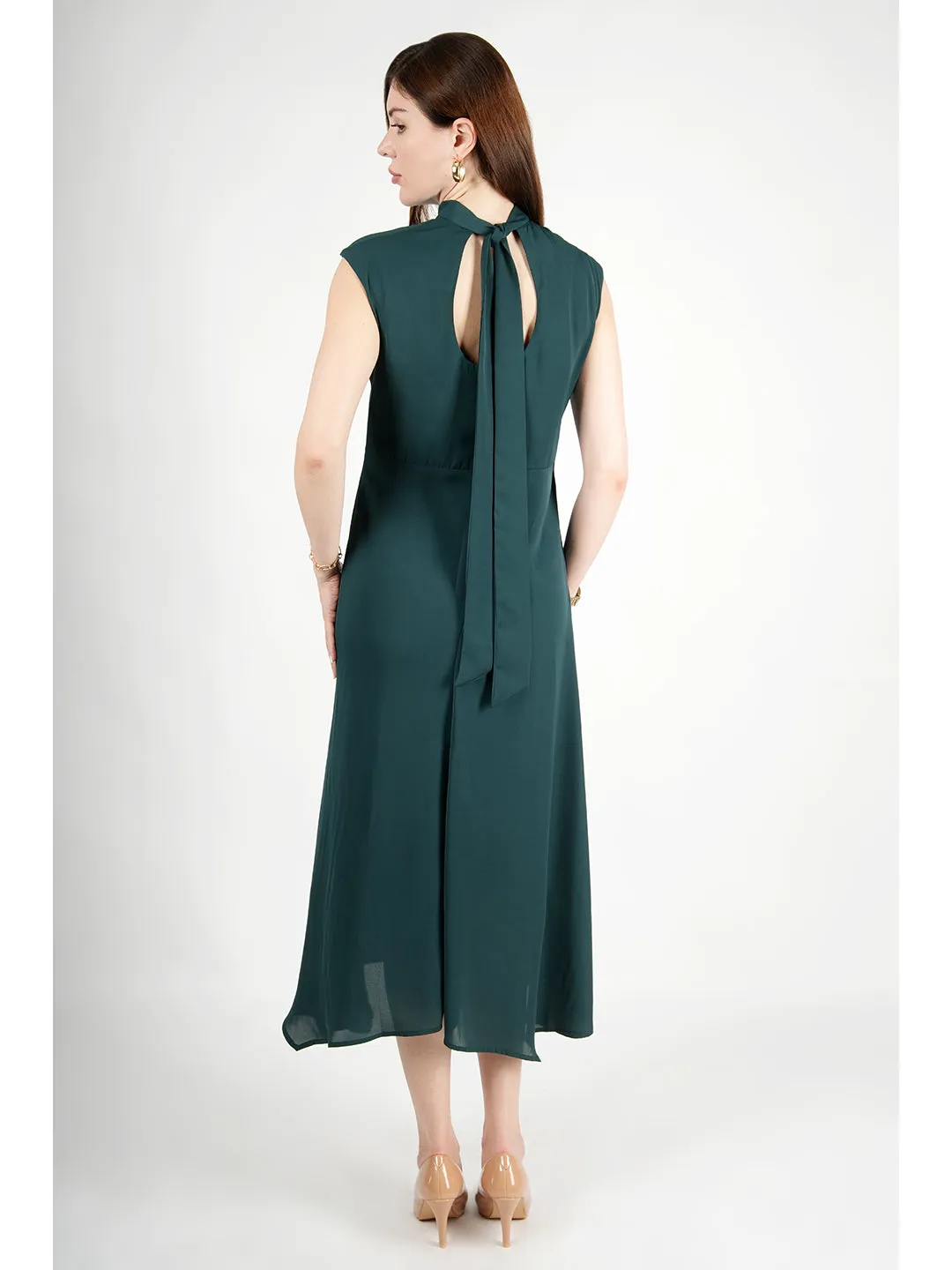 Exude Vibrance Open Back Midi Dress (Emerald Green)