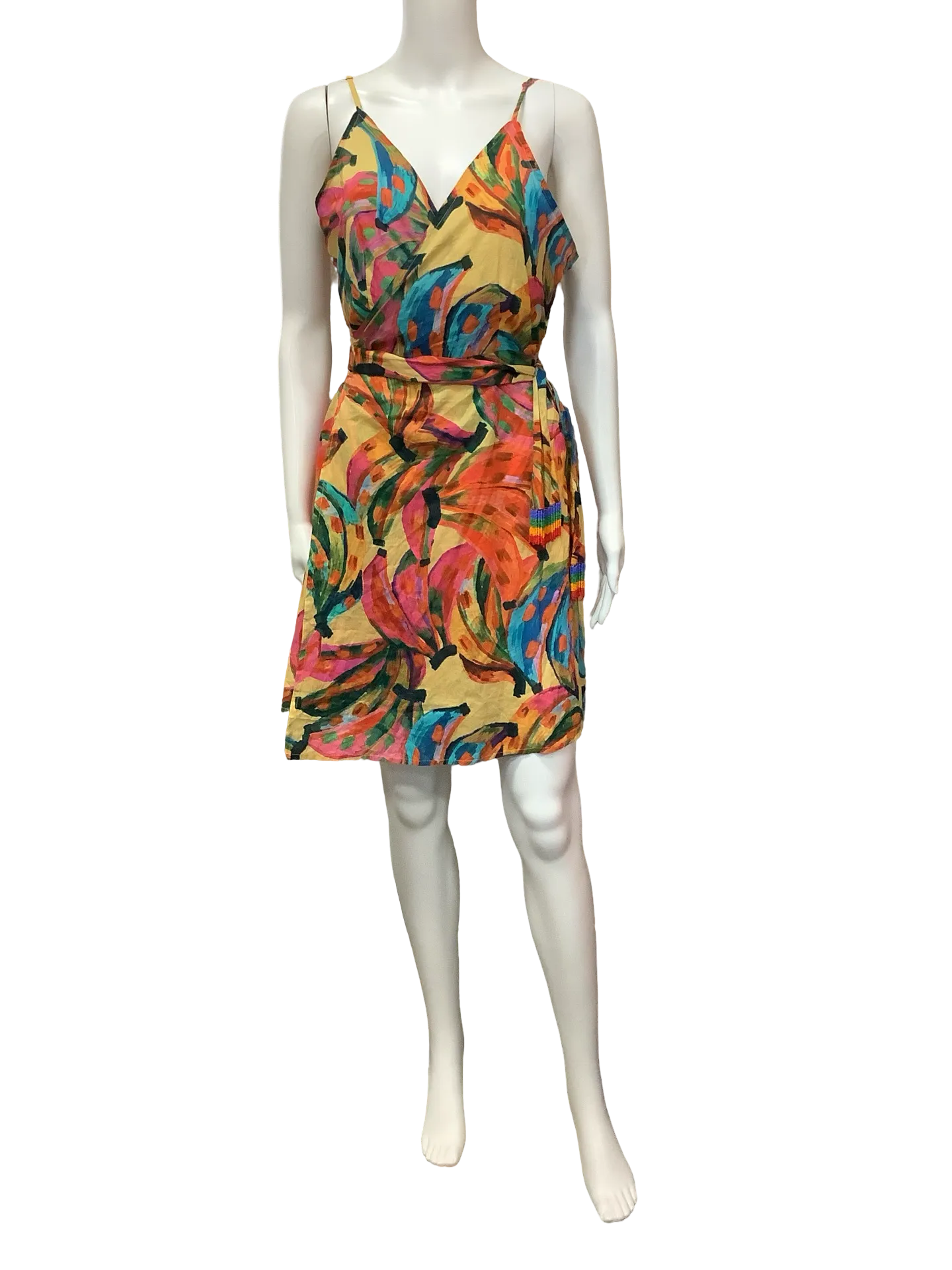 Farm Rio Dress Sleeveless Wrap Banana Print Size Medium