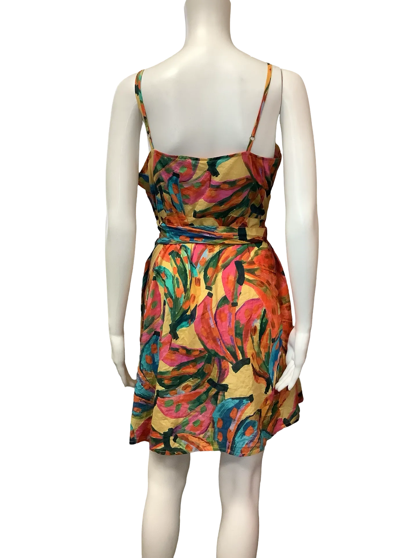 Farm Rio Dress Sleeveless Wrap Banana Print Size Medium