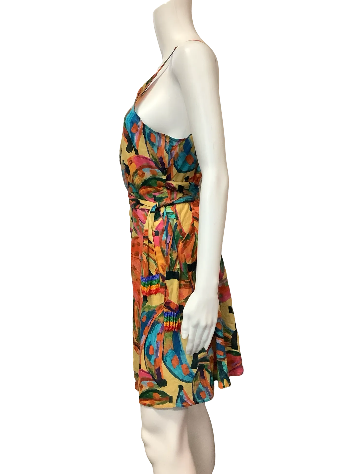 Farm Rio Dress Sleeveless Wrap Banana Print Size Medium