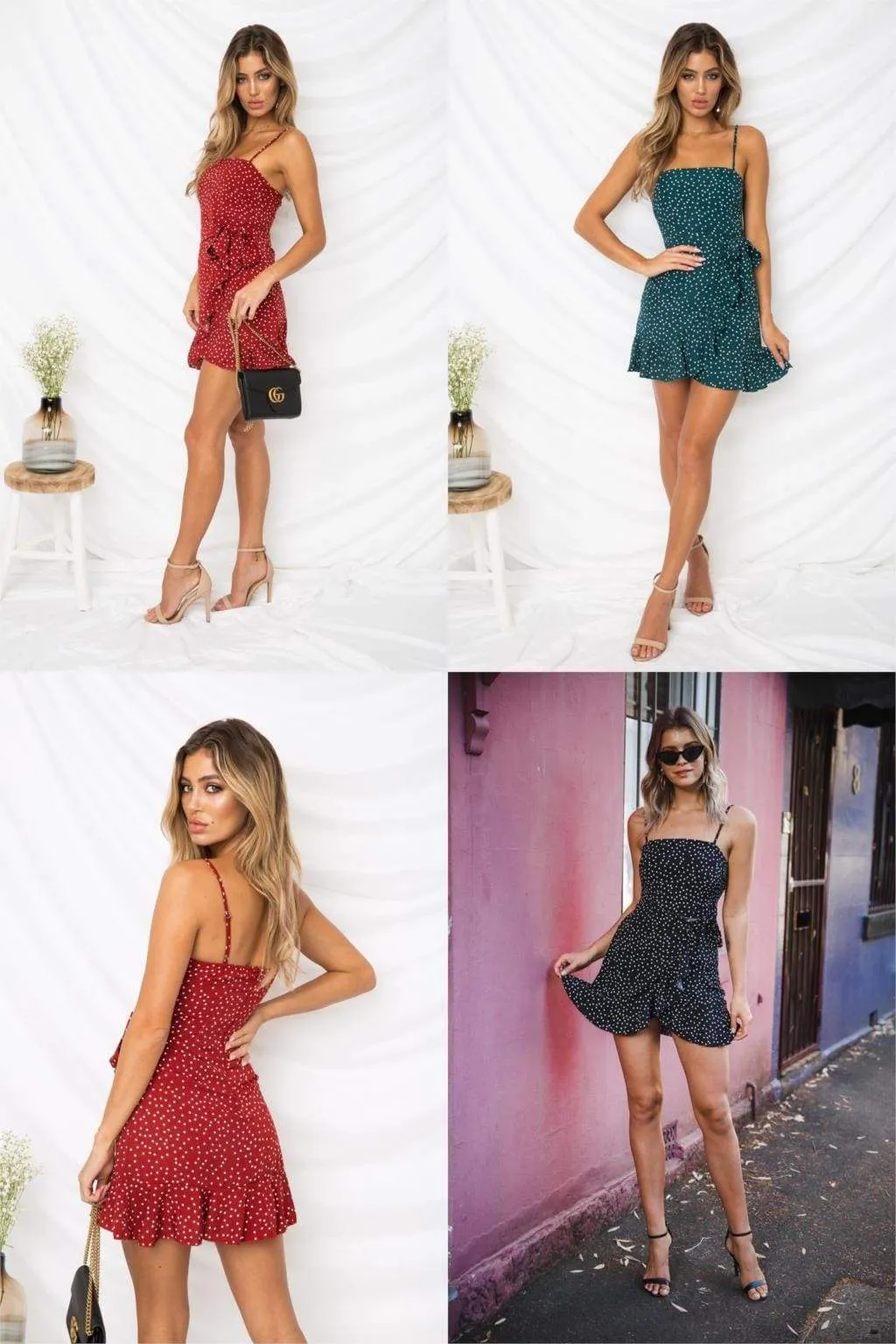 FashionSierra - Print Ruffled Wrap Dress Women Strap Mini Sundress