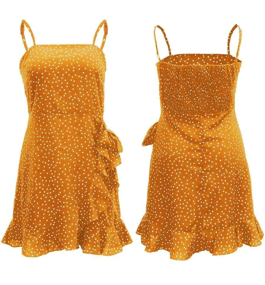 FashionSierra - Print Ruffled Wrap Dress Women Strap Mini Sundress