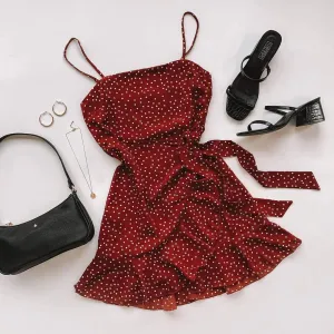 FashionSierra - Print Ruffled Wrap Dress Women Strap Mini Sundress