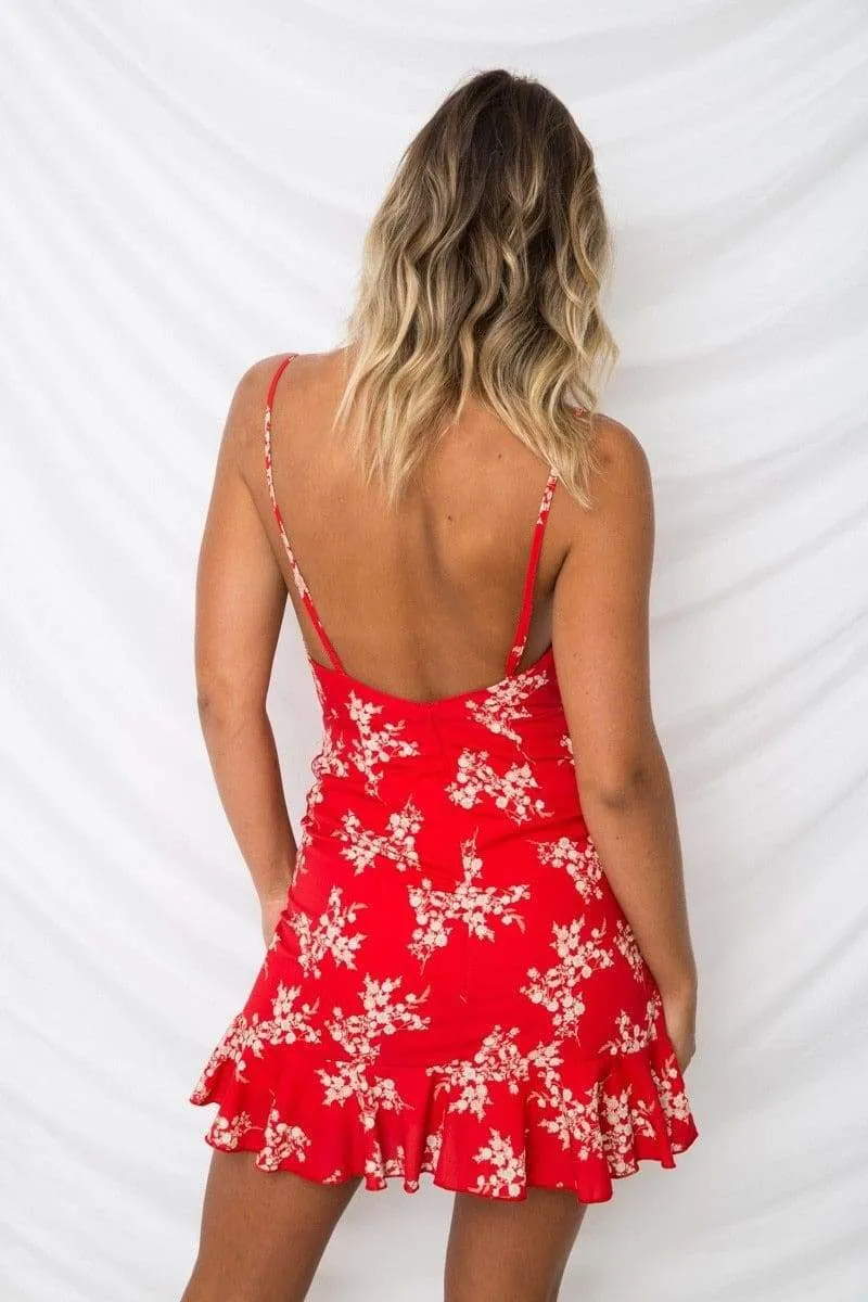 FashionSierra - Print Ruffled Wrap Dress Women Strap Mini Sundress