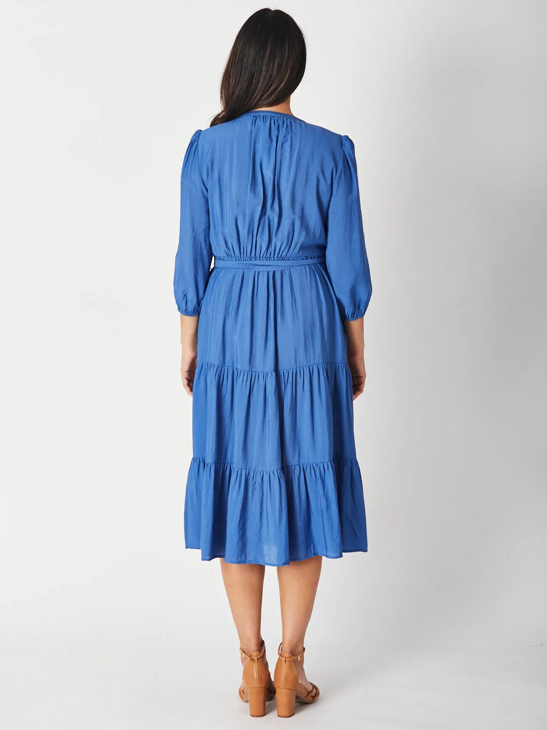 FAUX WRAP DRESS - Blue 29297-S