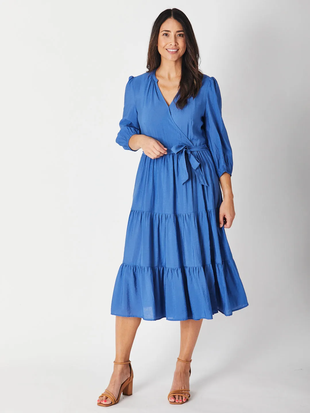 FAUX WRAP DRESS - Blue 29297-S