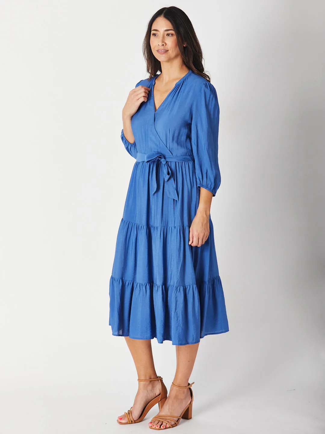 FAUX WRAP DRESS - Blue 29297-S