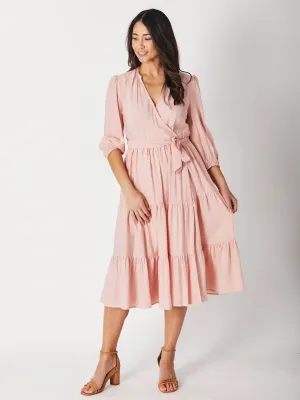 FAUX WRAP DRESS - Peach 29297-S