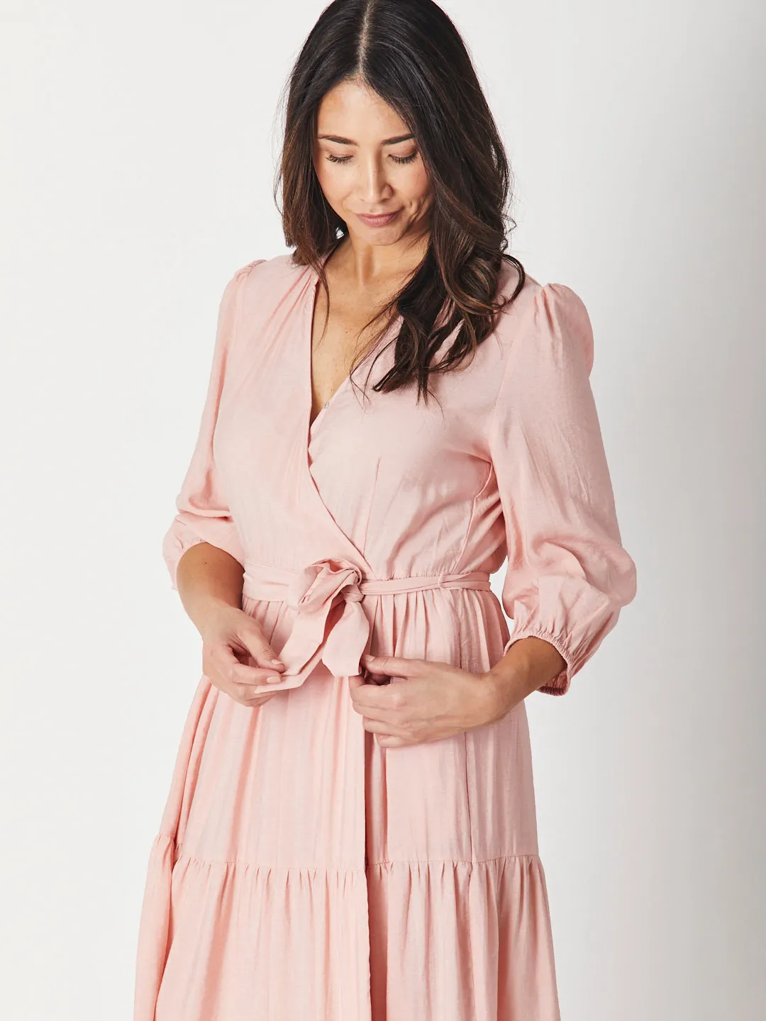 FAUX WRAP DRESS - Peach 29297-S