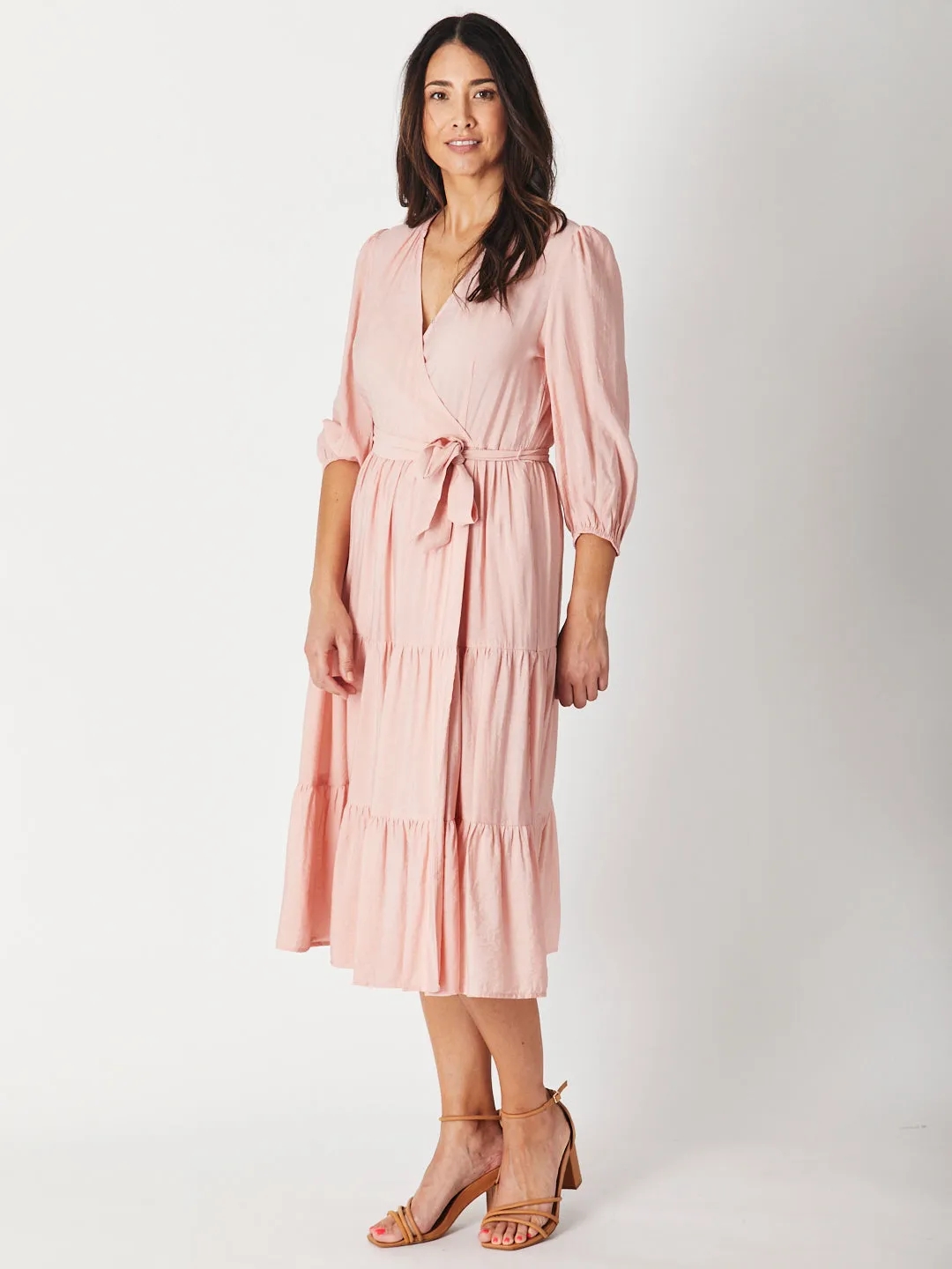 FAUX WRAP DRESS - Peach 29297-S