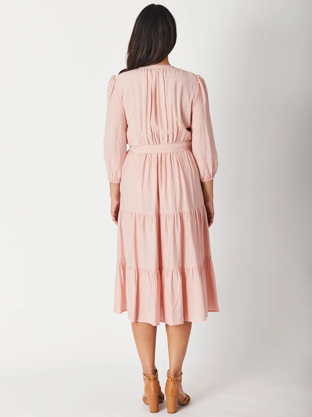 FAUX WRAP DRESS - Peach 29297-S
