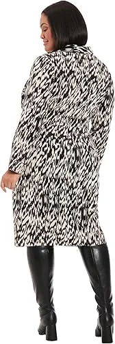 Faux Wrap Side Tie Long Sleeve Cream / Black - Plus