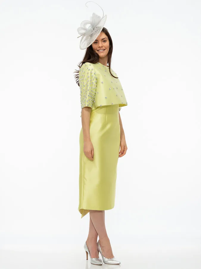 Fely Campo Lime Dress with Embellished Jacket