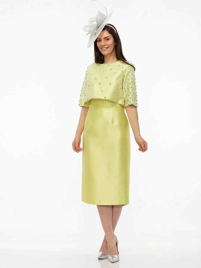 Fely Campo Lime Dress with Embellished Jacket