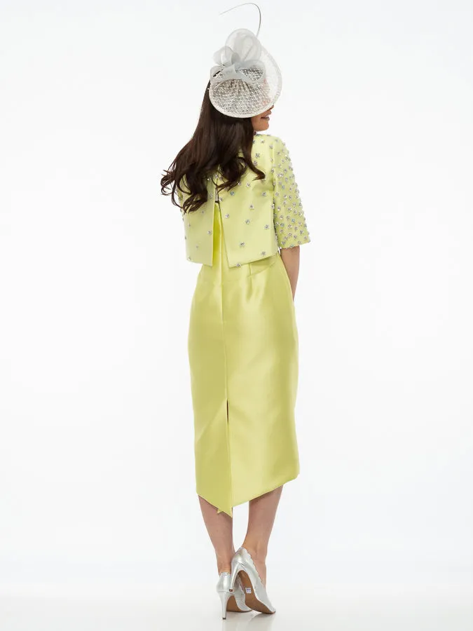 Fely Campo Lime Dress with Embellished Jacket