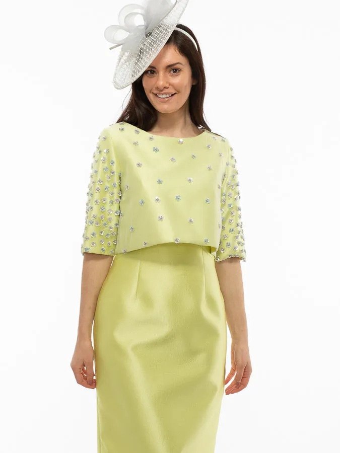 Fely Campo Lime Dress with Embellished Jacket