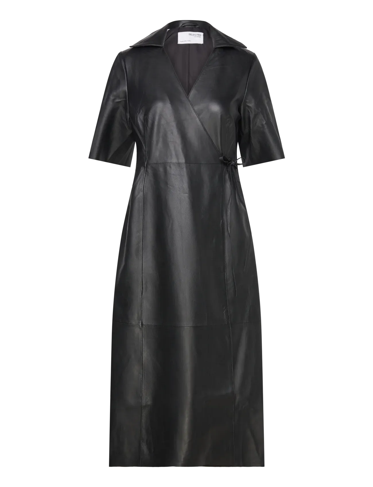 Fiola leather wrap dress