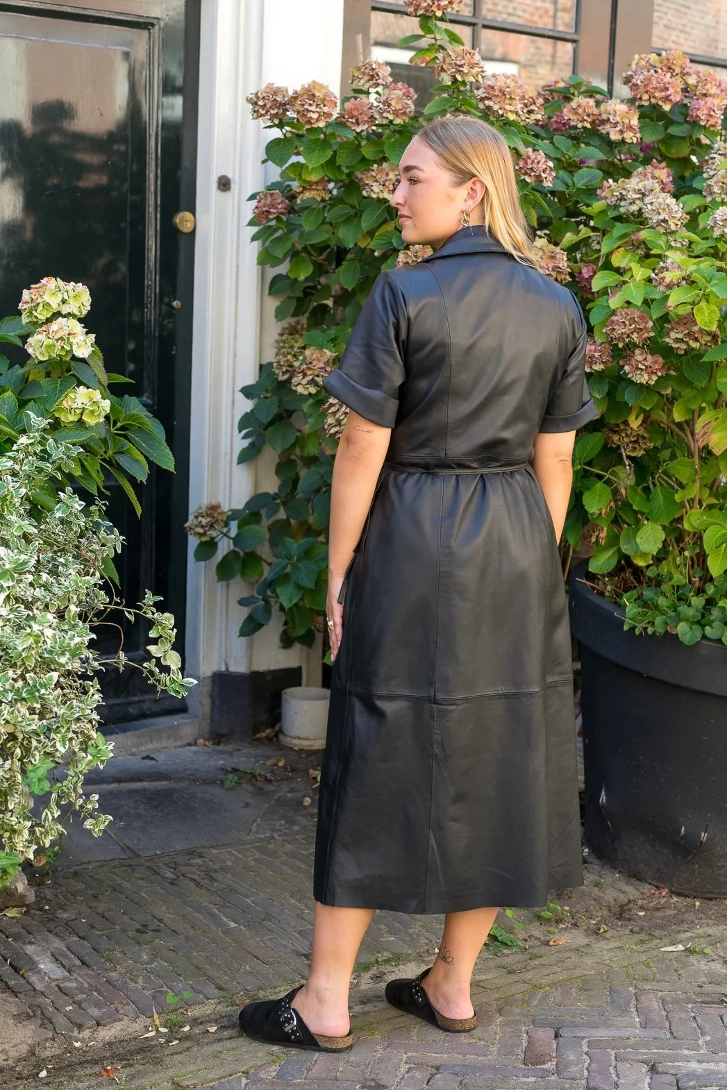 Fiola leather wrap dress