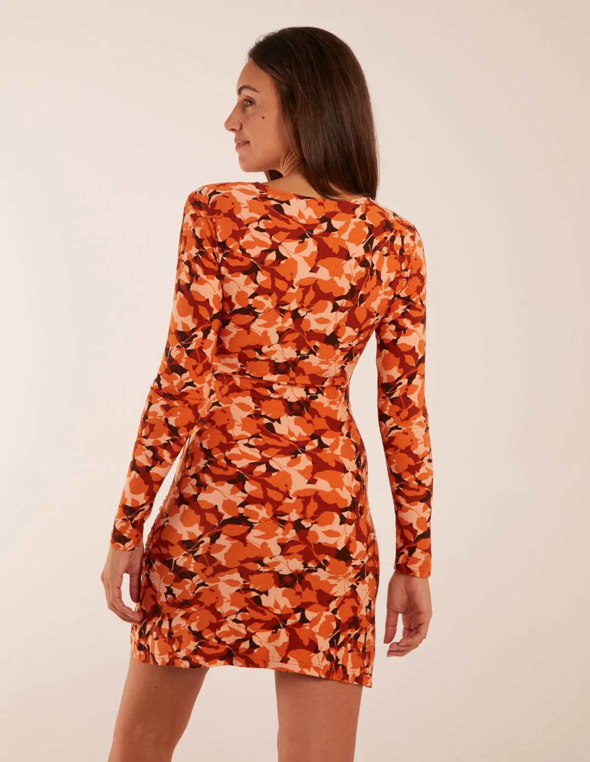 Fixed Wrap Gathered Mini Dress