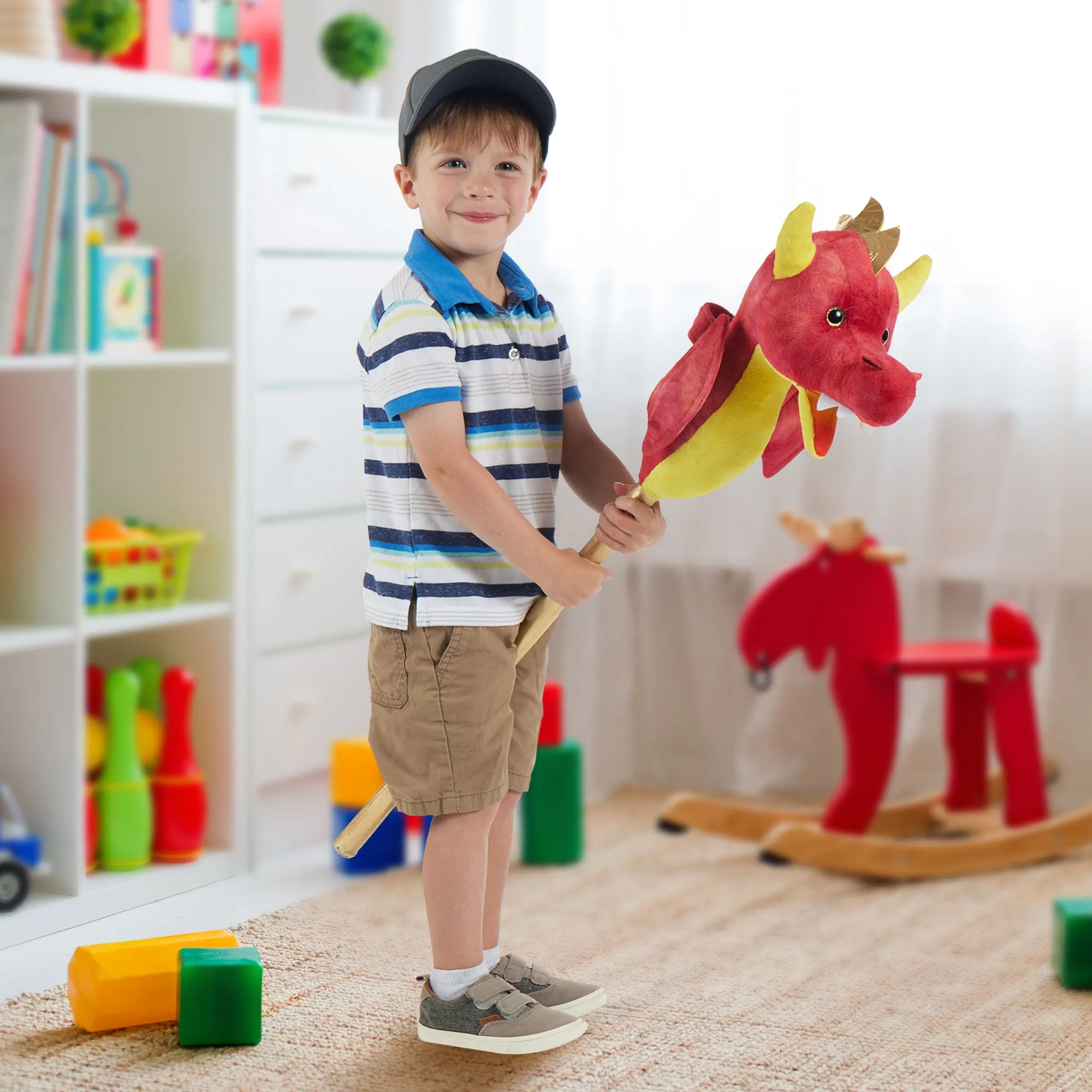 Flaming Dragon with Lights and Sounds Stick Horse