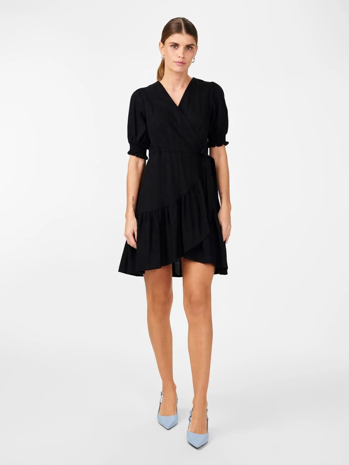 Flaxy Ss Wrap Dress - Black