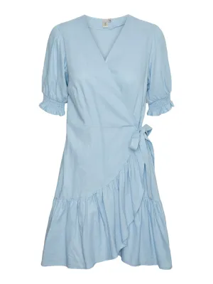 Flaxy Ss Wrap Dress - Clear Sky