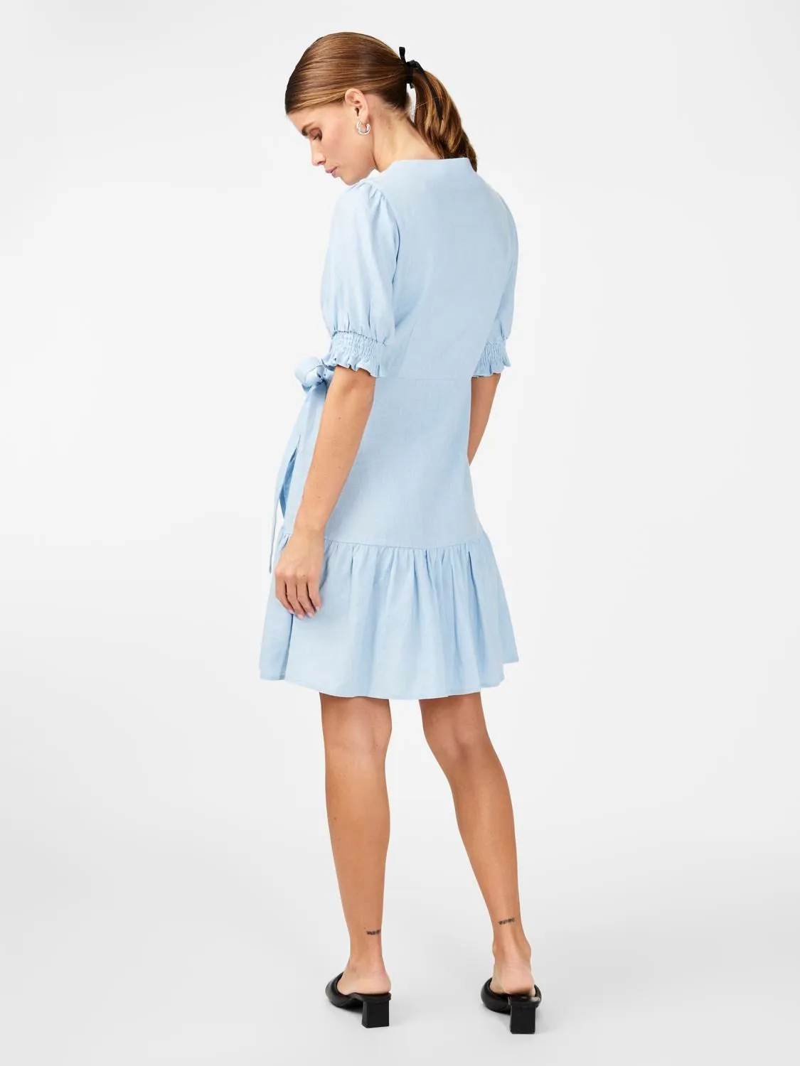 Flaxy Ss Wrap Dress - Clear Sky
