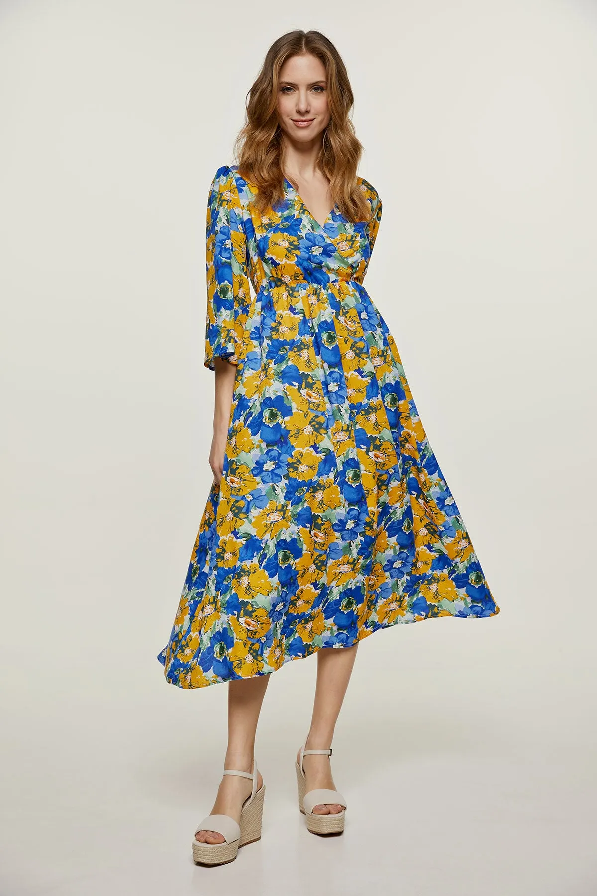 Floral Empire Line Midi Dress