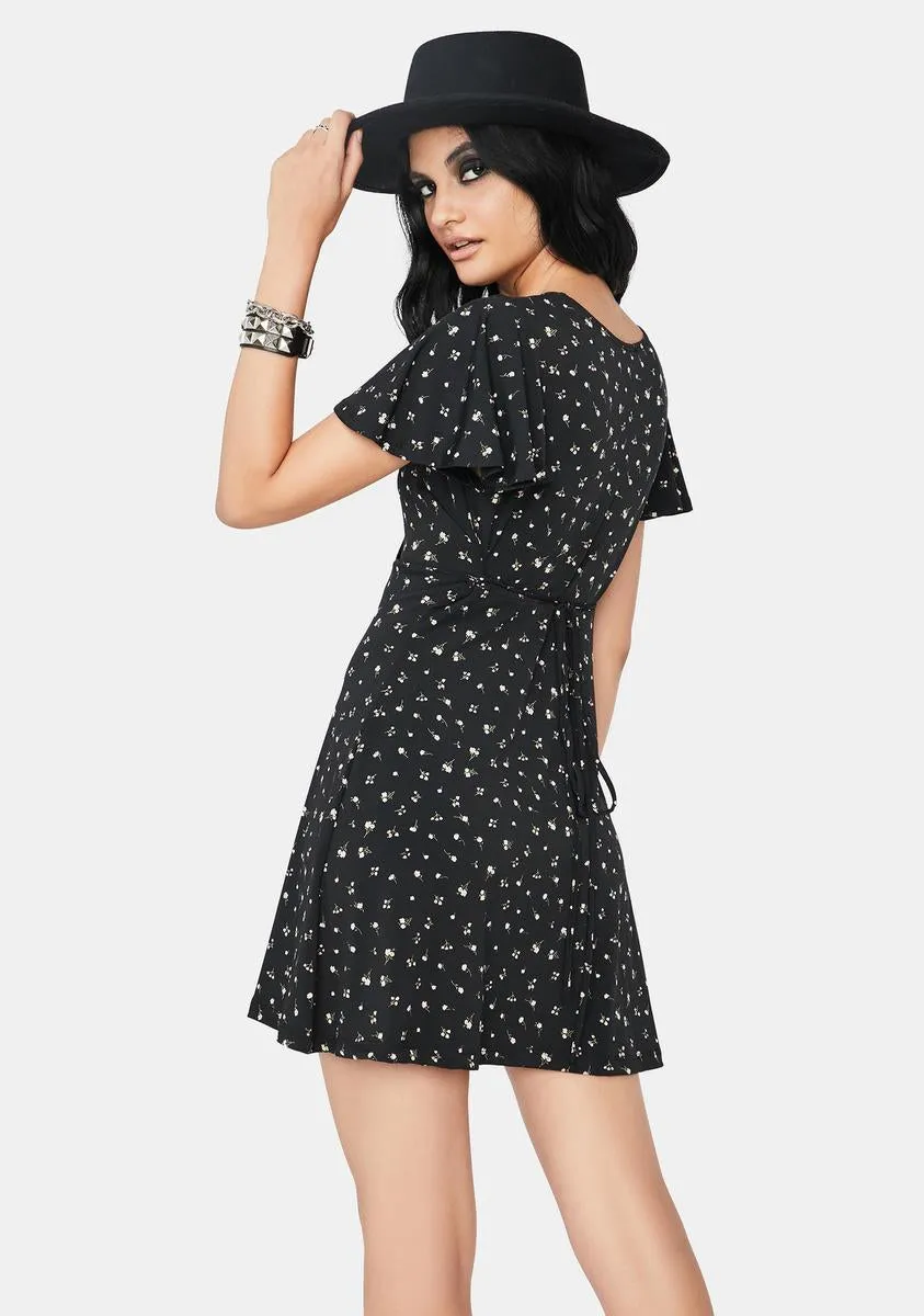 Floral Fiery Wrap Dress