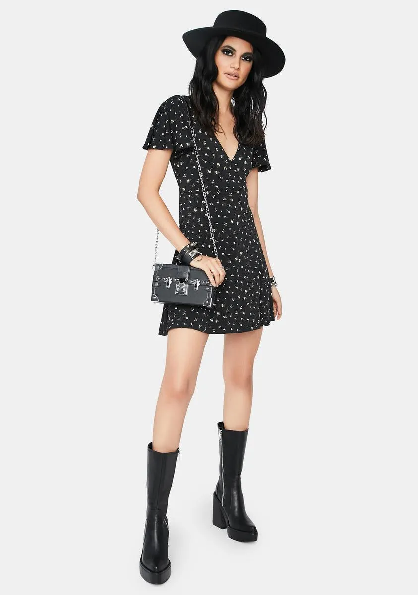 Floral Fiery Wrap Dress