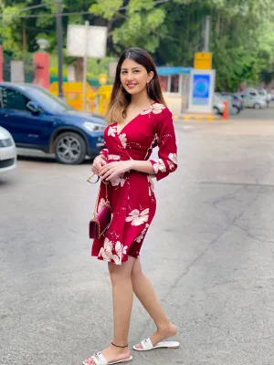 Floral Print Wrap Dress