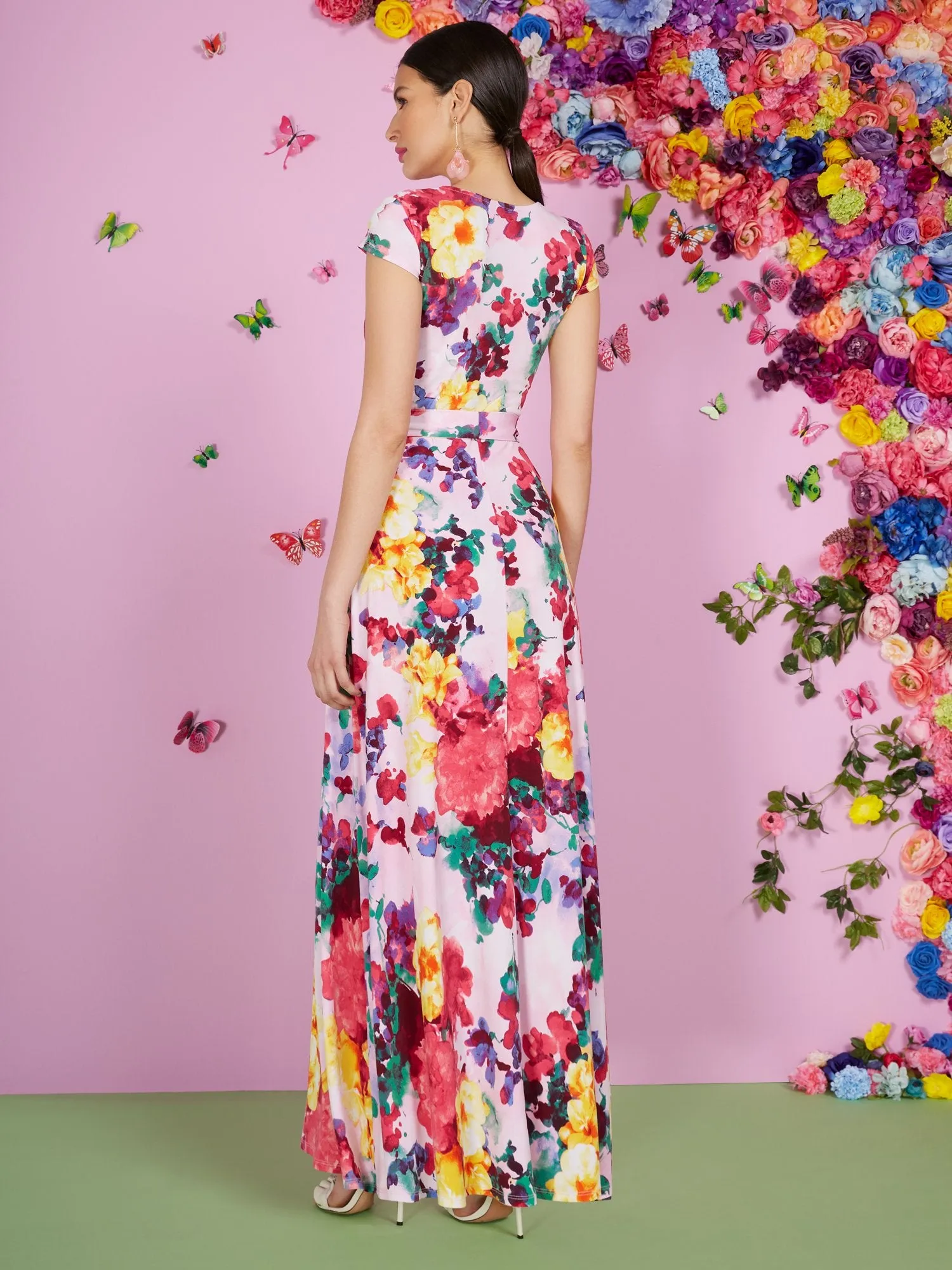 Floral-Print Wrap-Front Maxi Dress