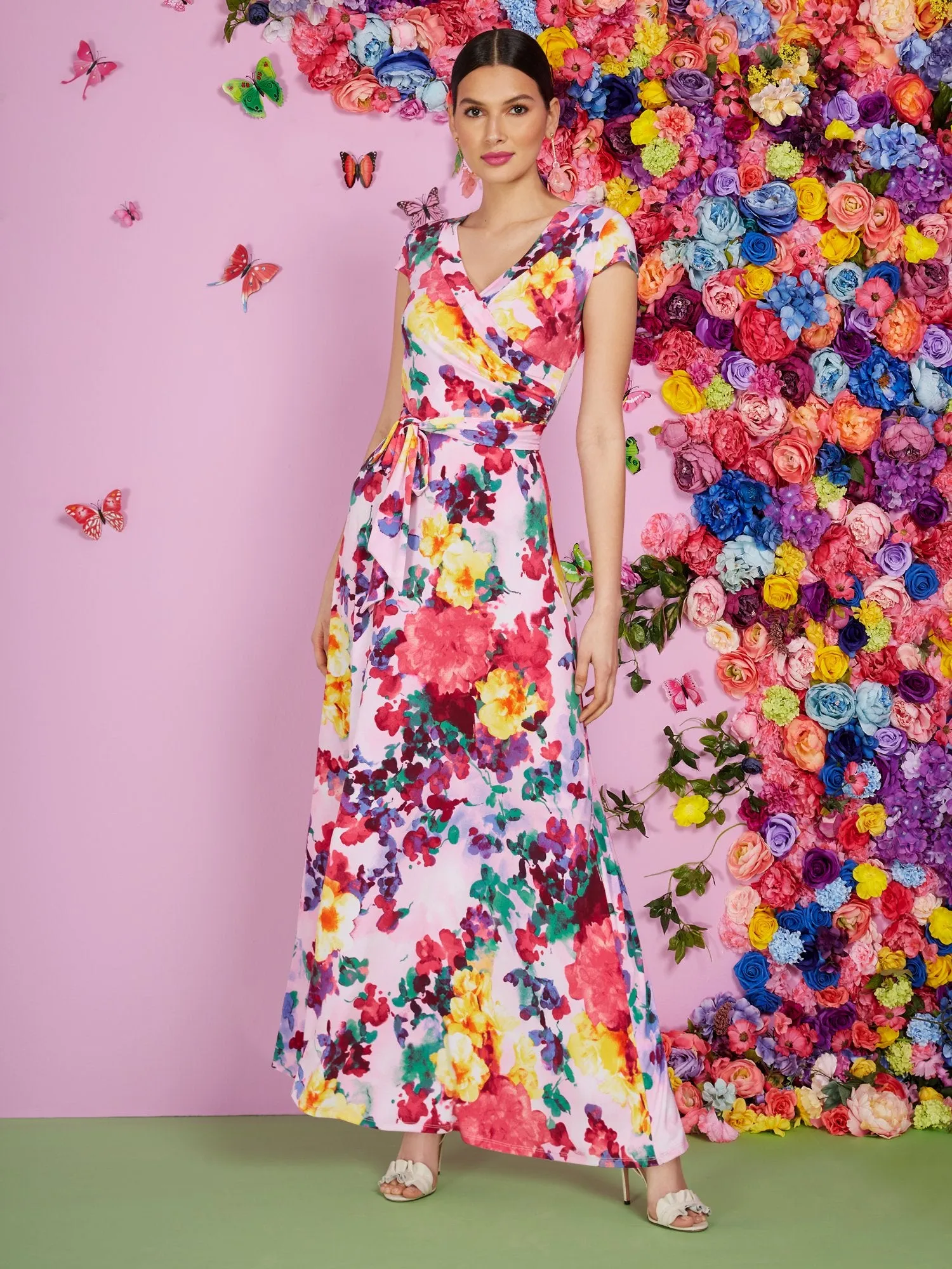 Floral-Print Wrap-Front Maxi Dress