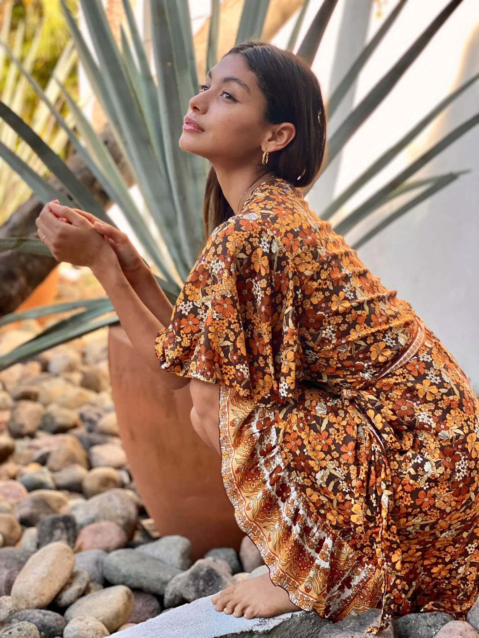 Flutter Sleeve Wrap Dress - Fall Floral