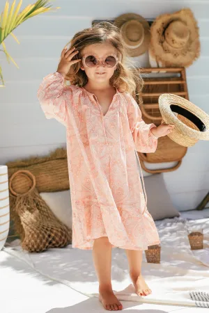 Frankie Girls Dress Lace Pink Print