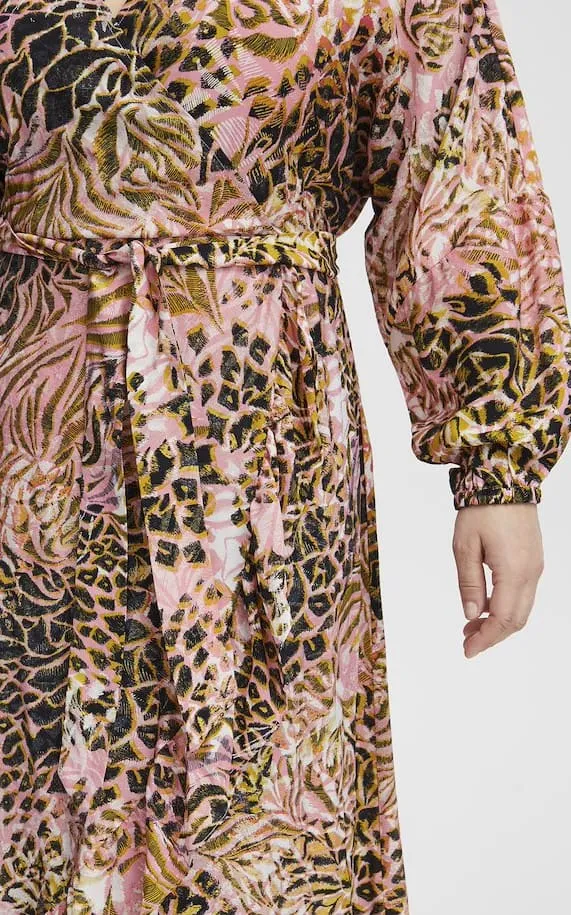 Fransa Plus- Printed Faux Wrap Dress