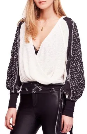 Free People Auxton Thermal Mixed-Print V-N Ivory L
