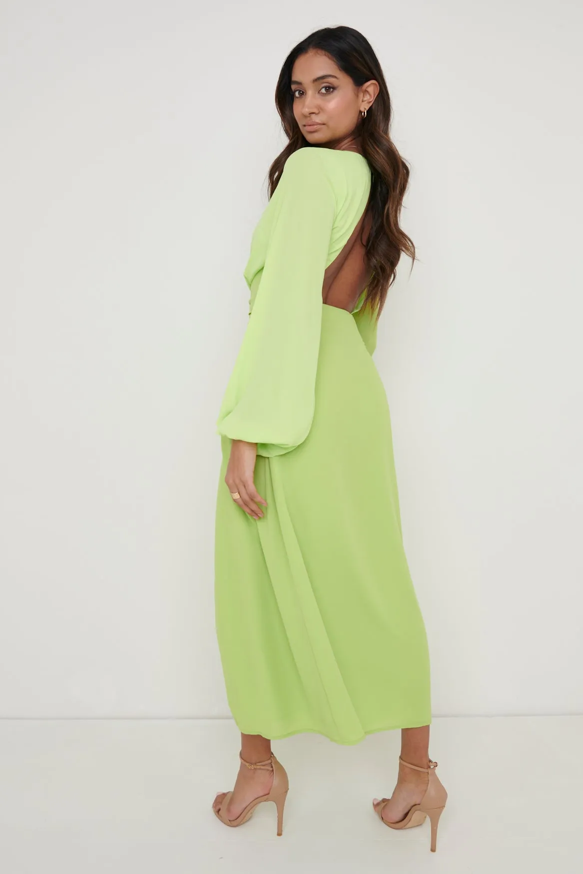 Frieda Knot Contrast Dress - Green