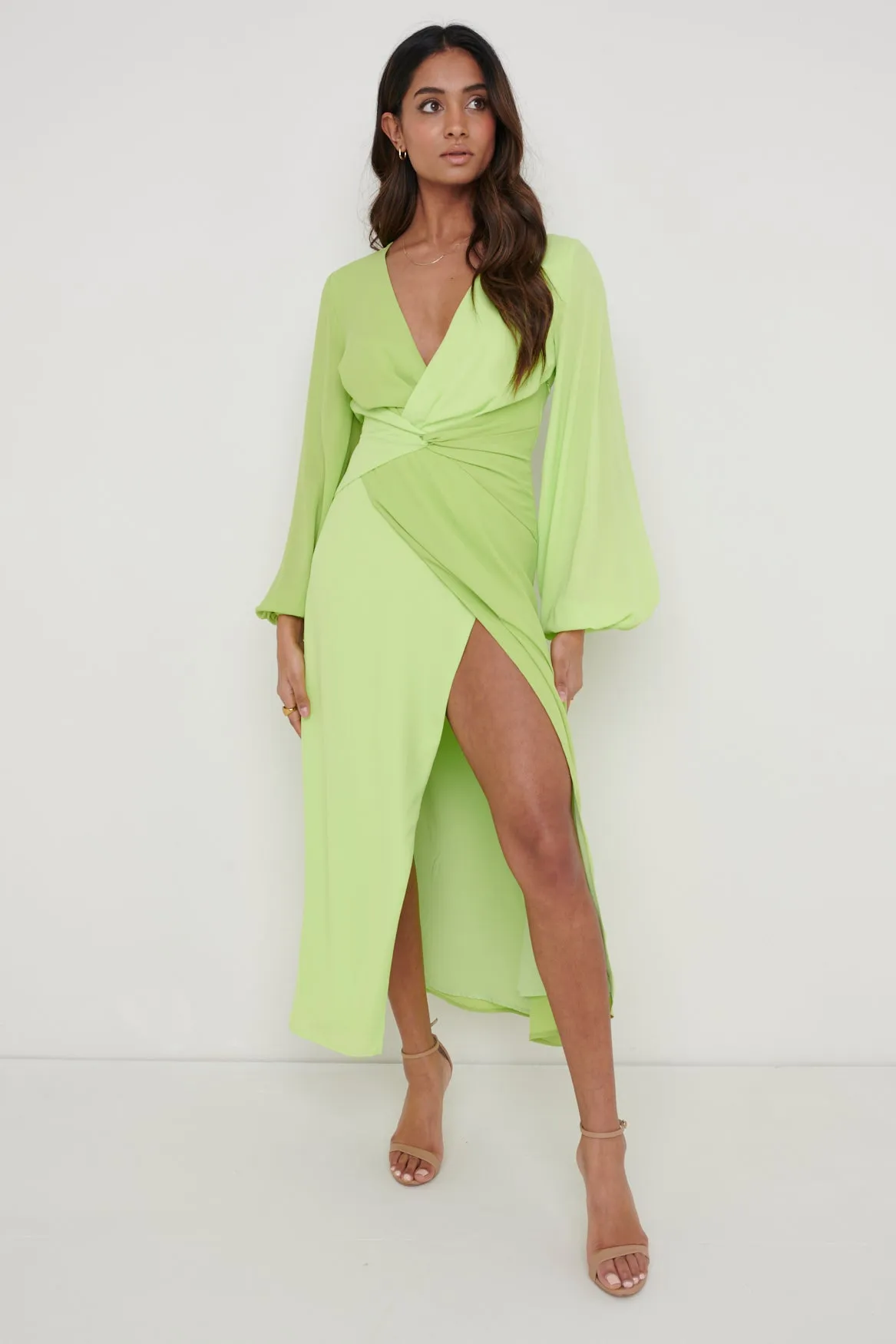 Frieda Knot Contrast Dress - Green
