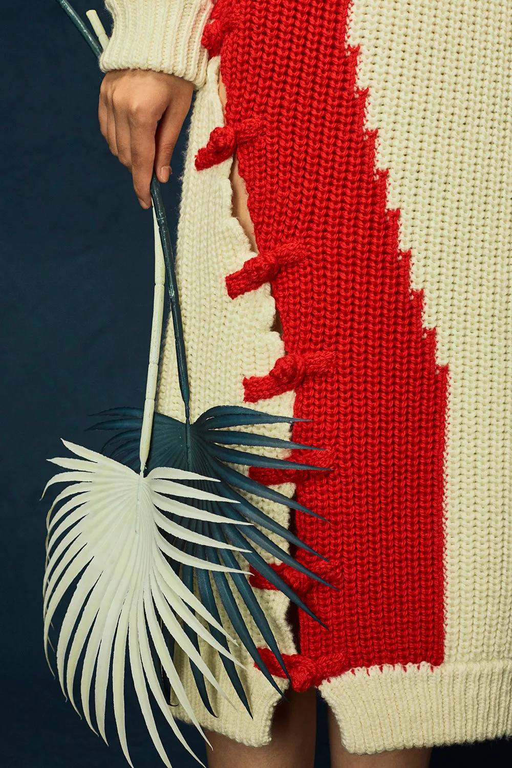 Frosty Intarsia Dress in Ivory Merino