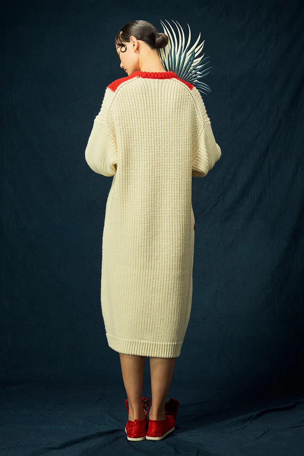 Frosty Intarsia Dress in Ivory Merino