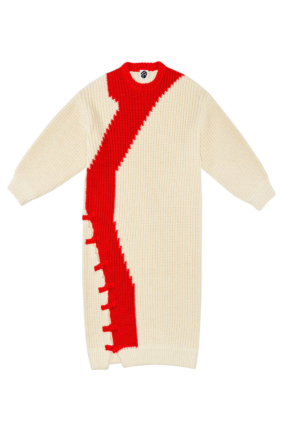 Frosty Intarsia Dress in Ivory Merino