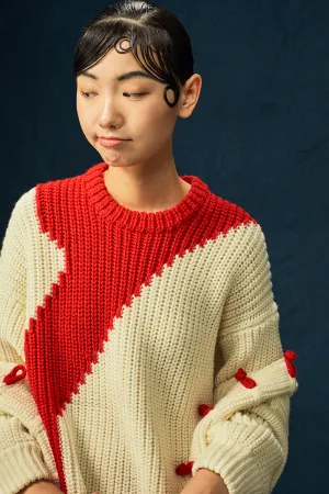 Frosty Intarsia Dress in Ivory Merino