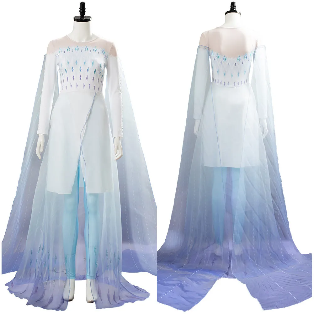 Frozen 2 Elsa Ahtohallan Cave Snow Flake Queen Dress Cosplay Costume