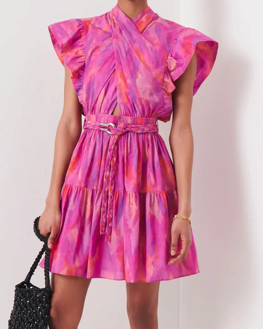 Fuchsia Multi Finn Ruffle Wrap Dress