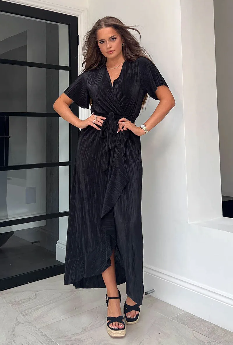 GIRL IN MIND FARRAH PLISSE SPLIT MAXI DRESS