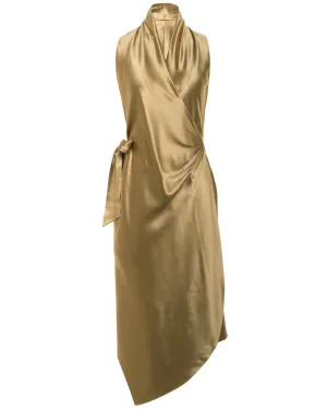 Gold Victor Wrap Dress