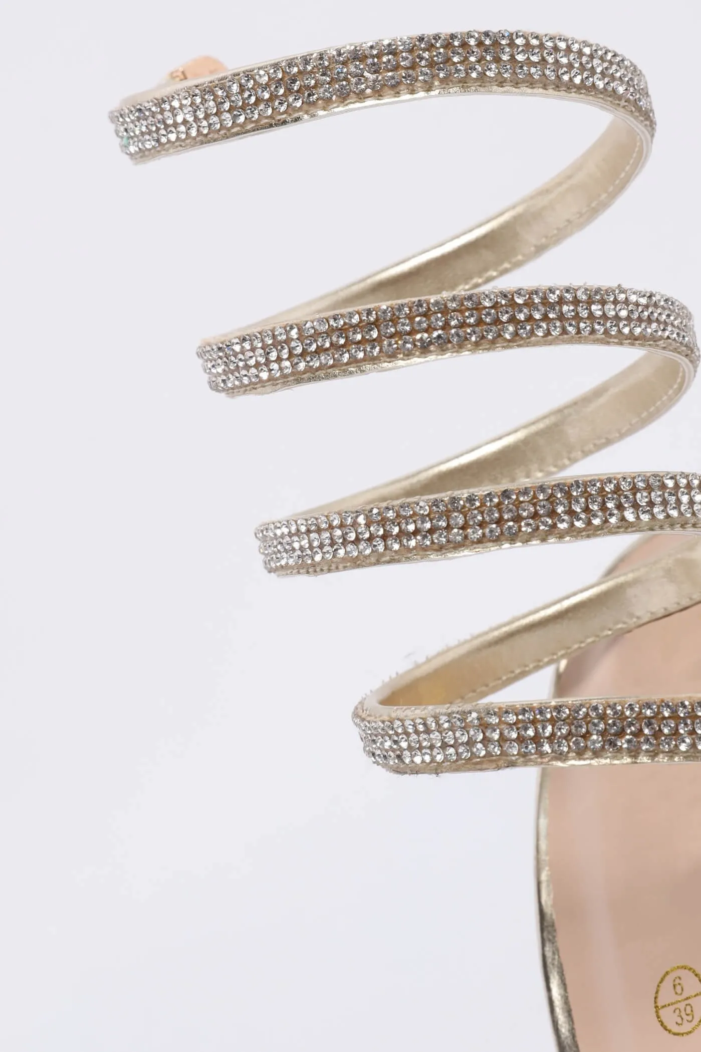 Gold Wrap Around Diamante Heel