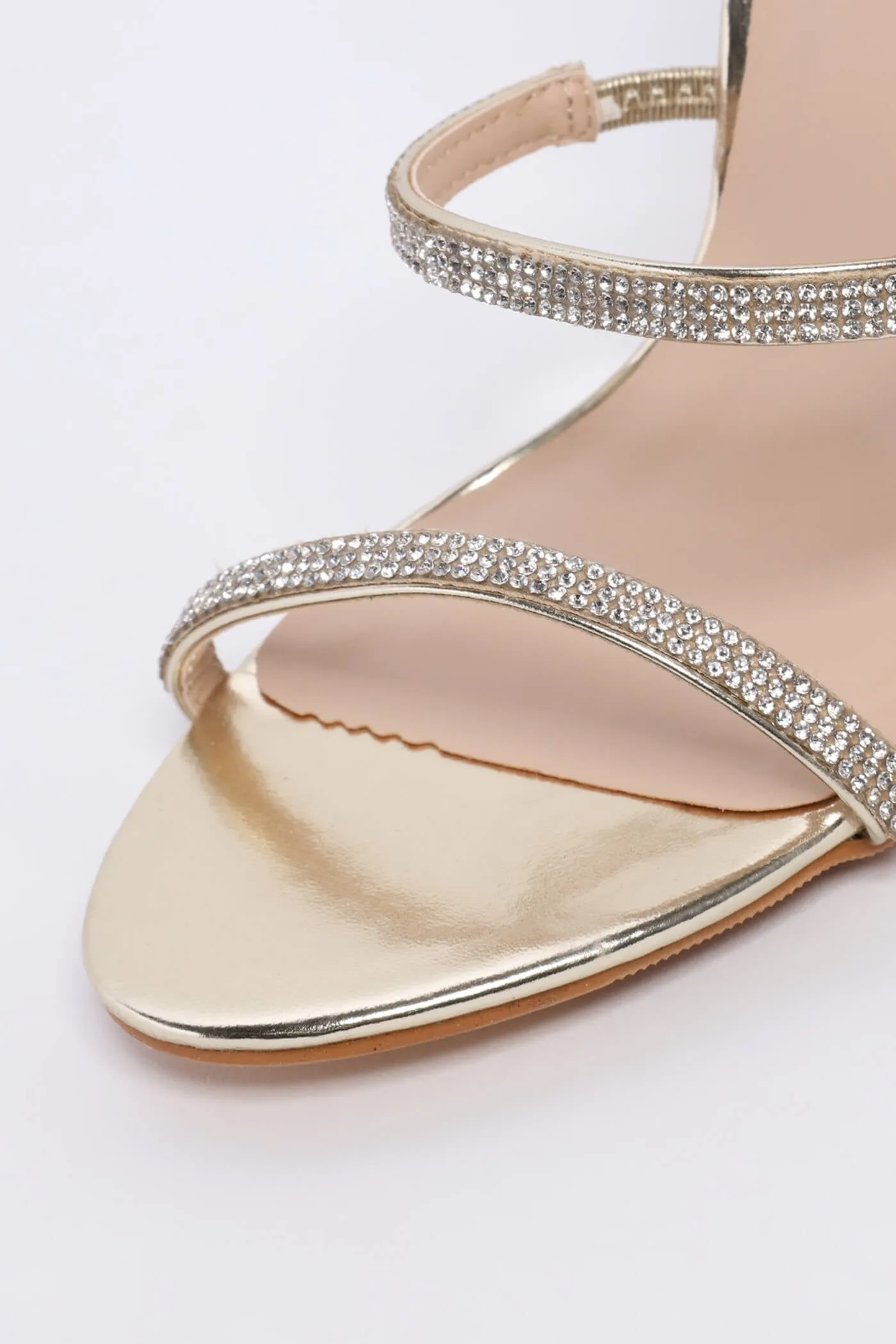 Gold Wrap Around Diamante Heel