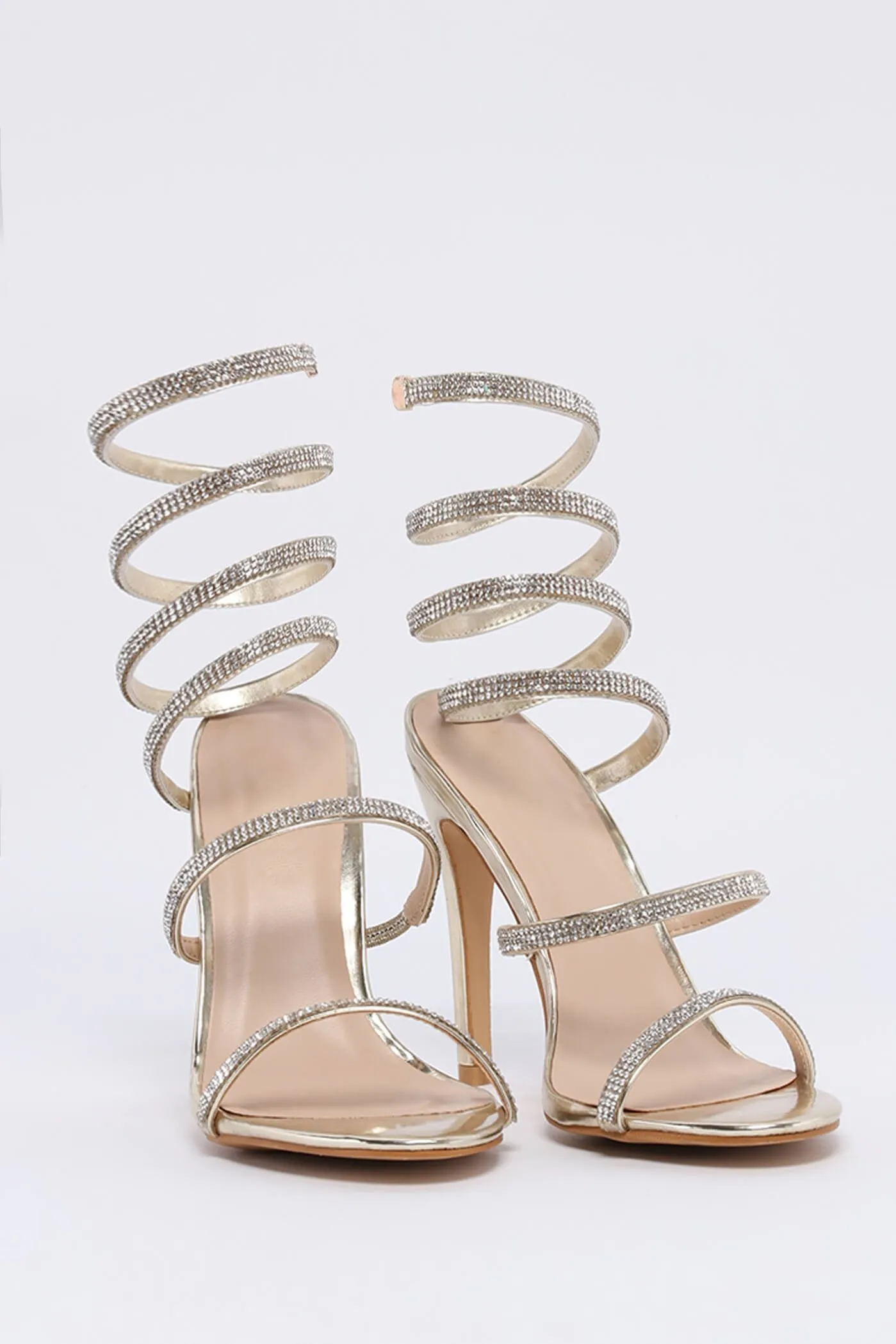 Gold Wrap Around Diamante Heel